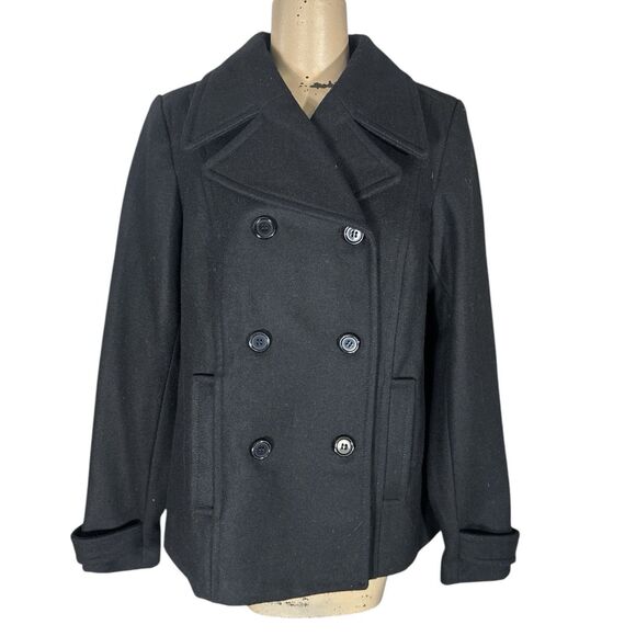 H&M Black Wool Short Pea Coat Jacket Women’s Sz 12 - Picture 2 of 6